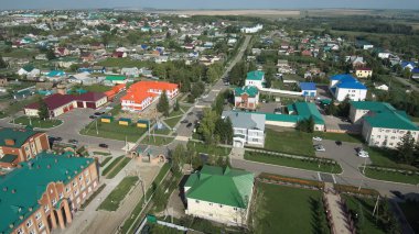 Tataristan. Cheremshan Köyü. Havadan görünüm.