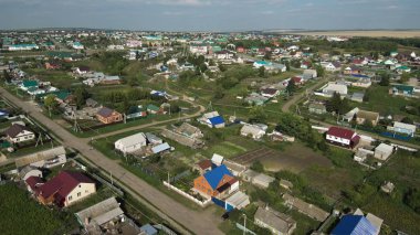 Tataristan. Cheremshan Köyü. Havadan görünüm.