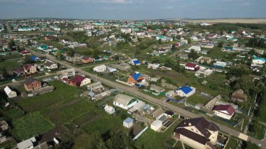 Tataristan. Cheremshan Köyü. Havadan görünüm.