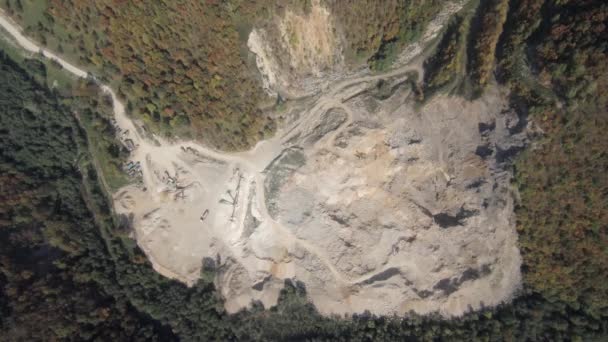 Pedreira Para Extração Dolomita Gesso Calcário Vista Aérea — Vídeo de Stock