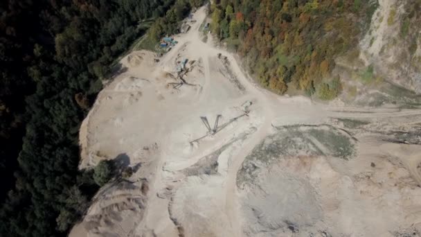 Pedreira Para Extração Dolomita Gesso Calcário Vista Aérea — Vídeo de Stock