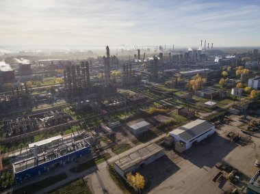 Sterlitamak petrokimya fabrikası. Hava görünümü.