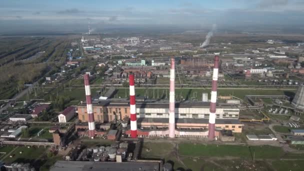 Zona Industrial Ciudad Sterlitamak Central Térmica Vista Aérea — Vídeo de stock