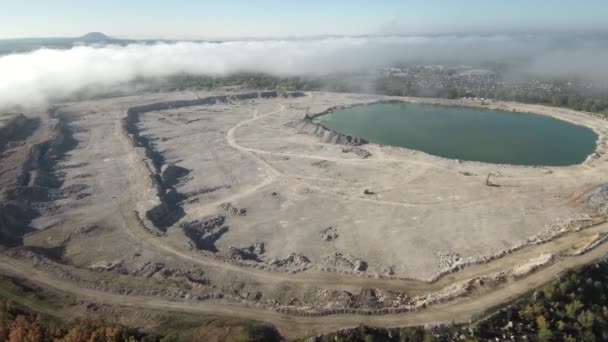 Shakh Tau Limestone Quarry Aerial View — Stock Video