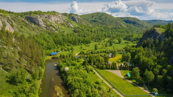 South Urals Muradymovského Rokle Jaře Letecký Pohled — Stock fotografie