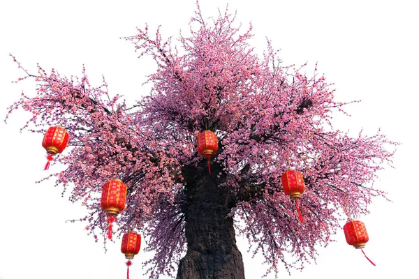 Artificial Sakura Tree White Background — Stock Photo, Image