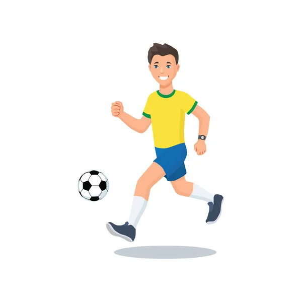 Jogador de futebol corre com o bal Gráficos De Vetores