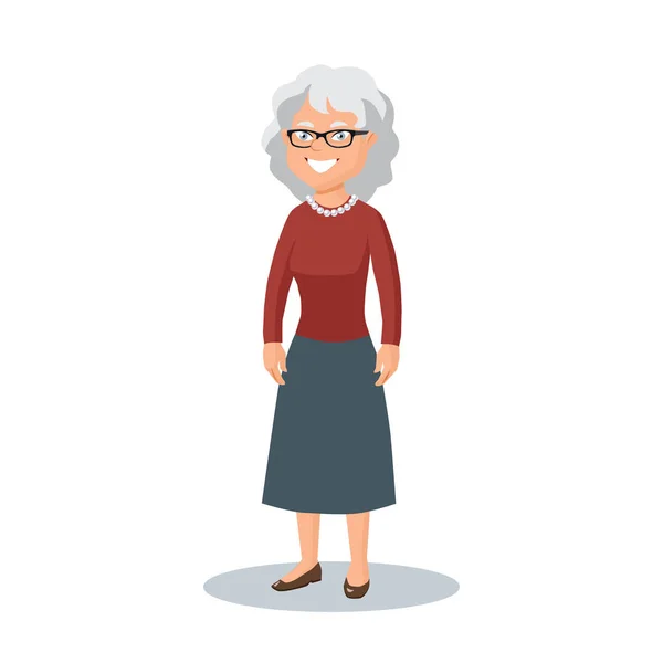 Vieille dame, femme âgée, grand-mère avec des lunettes — Image vectorielle