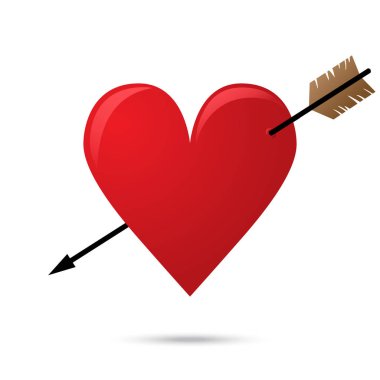 Kalp bir okla deldi. Vektör çizim.