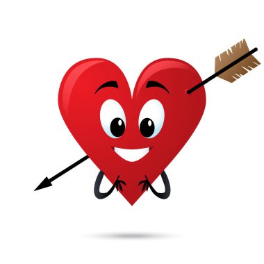 Kalp gülümseyen bir ok ile deldi.