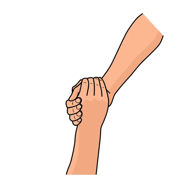 Mão Segurando Uma Mão Amiga Ilustração Vetorial — Vetor de Stock