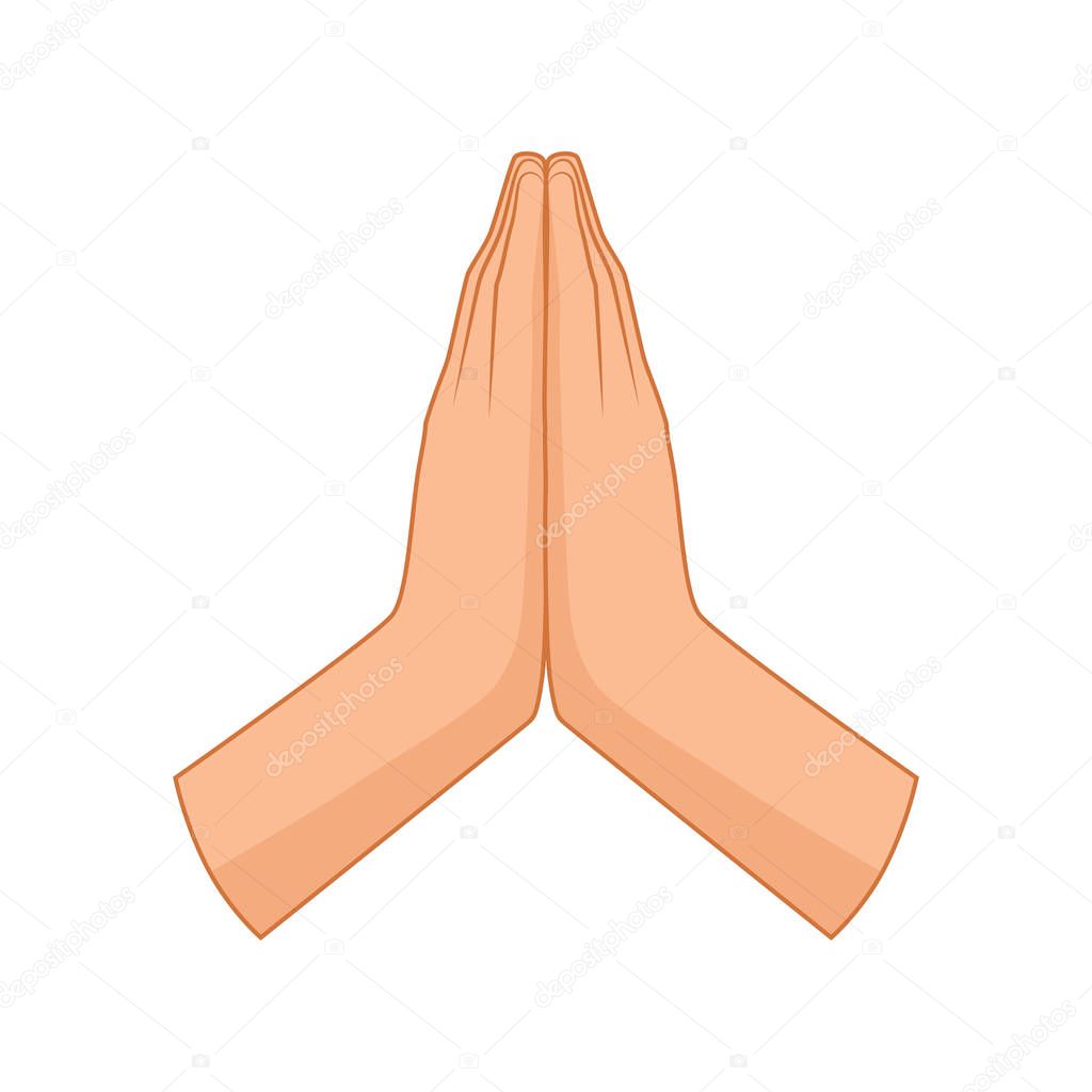 Hands folded in prayer. Vector illustration