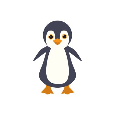 Sevimli bir penguen düz karikatür vektör Illustration.