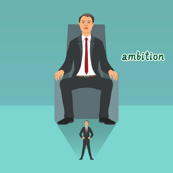 Jovem empresário se sente sentado no trono e tendo alcançado sucesso . —  Vetores de Stock