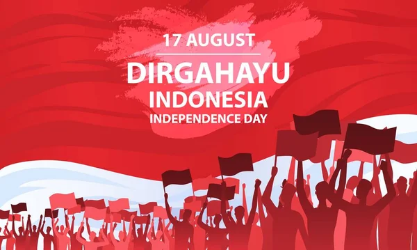 Dirgahayu Republique Indonésia Agosto Dia Independência Indonésia Silhuetas Pessoas Fundo Ilustração De Stock