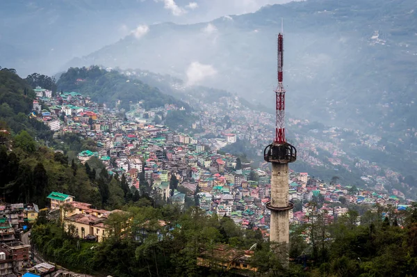 Vista Pájaro Gangtok Desde Ganesh Tok Sikkim India — Foto de Stock