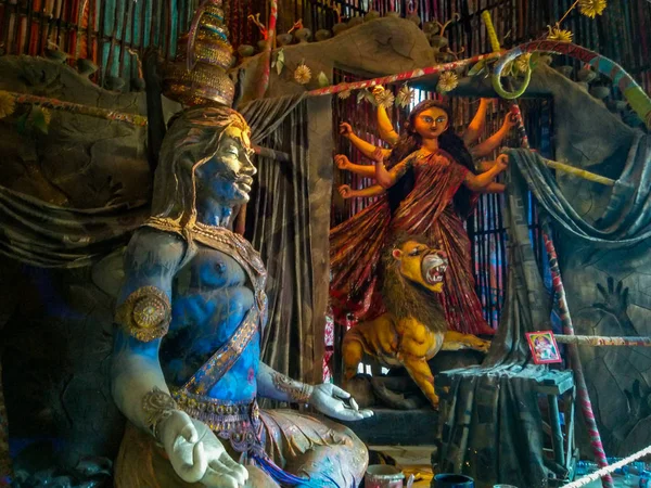 Γλυπτική Hindu Λόρδο Shiva Διαλογισμό Parvati Durga Στο Παρασκήνιο Στο — Φωτογραφία Αρχείου