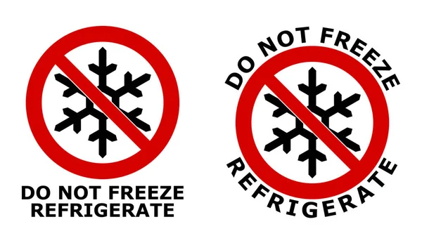 Congelar Refrigerar Signo Símbolo Copo Nieve Negro Círculo Cruzado Rojo — Vector de stock