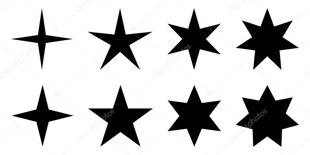 Simple star. 4, 5, 6 and 7 pointed version with two different angles.