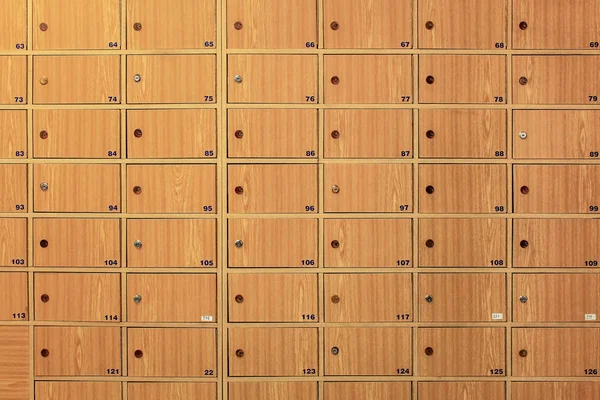 Wooden Locker Boxes Metal Locks Post Office Royalty Free Stock Images