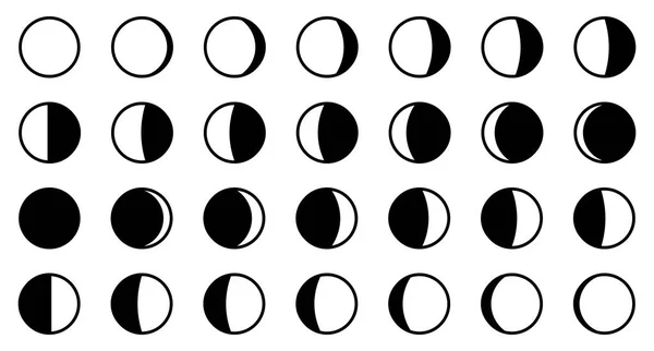 Ciclo Delle Fasi Lunari Lunari Tutte Forme Ogni Giorno Nuovo — Vettoriale Stock