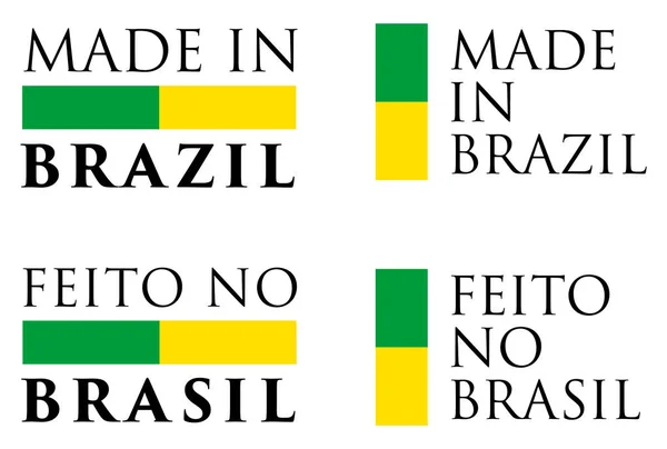 Semplice Etichetta Made Brazil Feito Brasil Traduzione Portoghese Testo Con — Vettoriale Stock