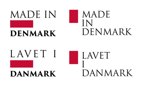 Простий Made Данія Lavet Данії Данська Переклад Етикетки Текст Національним — стоковий вектор