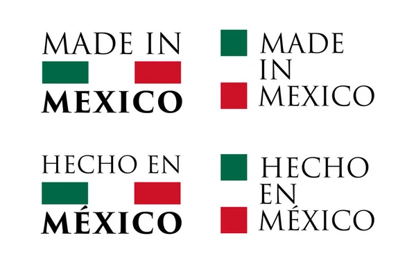 Egyszerű Made Mexico Spanyol Fordítás Címkét Szöveg Nemzeti Színű Rendezett — Stock Vector