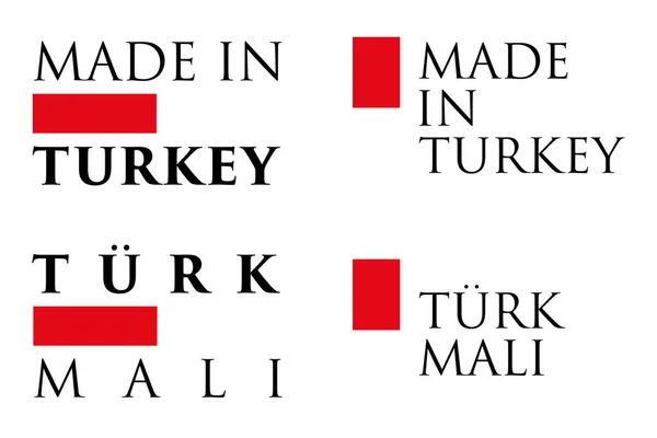 Simple Made Turkey Turk Mali Terjemahan Turki Label Teks Dengan - Stok Vektor