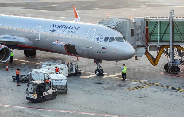 Prague, Czech Republic - July 28th, 2018: Ground personnel loadi