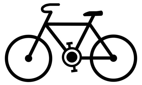 Simple bicycle icon. Black lines bike drawing on white backgroun — Stock Vector