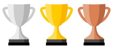 Trophy kupa simgesi, gümüş, altın ve bronz versiyonu.