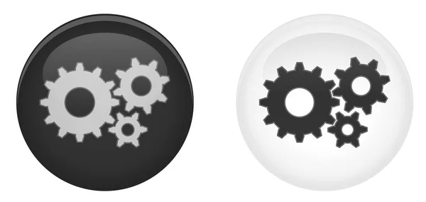 Paramètres simples bouton 3d. Engrenages / Roue dentée symbole en cercle. Dar ! — Image vectorielle