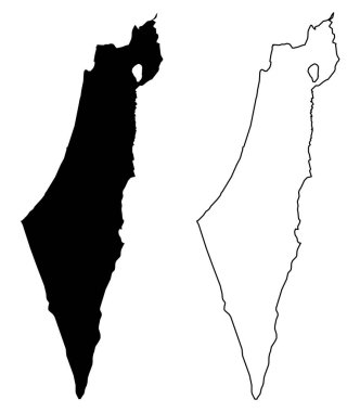 Basit (sadece keskin köşeler) Israil Haritası (Filistin dahil -