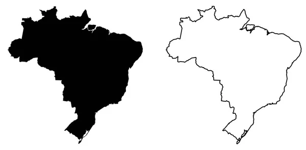 Simples (apenas cantos afiados) mapa do Brasil desenho vetorial. Preenchido —  Vetores de Stock