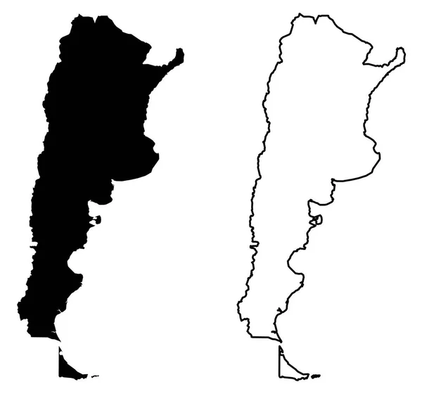 Mappa semplice (solo angoli taglienti) dell'Argentina (Repubblica Argentina) — Vettoriale Stock