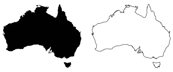 Jednoduchá (pouze ostré rohy) mapa australského vektorového kreslení. Mer — Stockový vektor