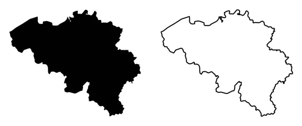 Simple (solo esquinas nítidas) mapa de Bélgica dibujo vectorial. Merca — Vector de stock