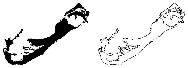 Eenvoudige (alleen scherpe hoeken) kaart van Bermuda vector tekening. Merca — Stockvector