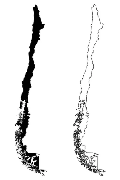 Simple (solo esquinas nítidas) mapa de Chile dibujo vectorial. Mercato. — Vector de stock