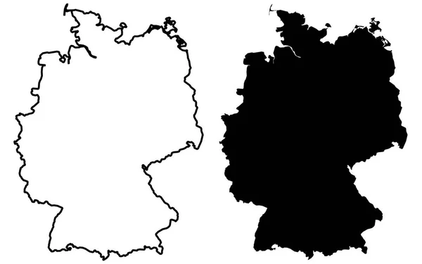 Eenvoudige Alleen Scherpe Hoeken Kaart Van Duitsland Vector Tekening Projectie — Stockvector