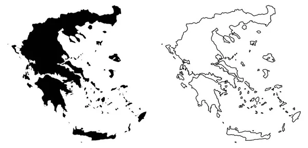 Eenvoudige (alleen scherpe hoeken) kaart van Griekenland vector tekening. Mercat — Stockvector