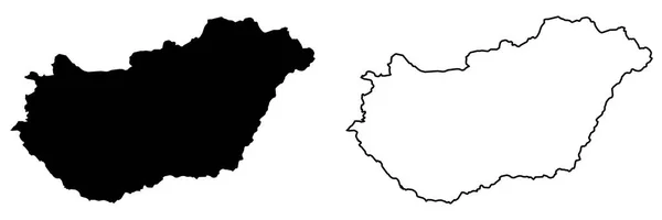 Simple (solo esquinas nítidas) mapa de Hungría dibujo vectorial. Merca — Vector de stock