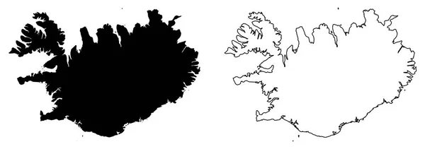 Simple (solo esquinas afiladas) mapa de Islandia dibujo vectorial. Merca — Vector de stock