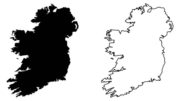 Mappa semplice (solo angoli taglienti) dell'Irlanda (intera isola, incluso — Vettoriale Stock