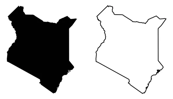 Mapa simples (apenas cantos afiados) do desenho vetorial do Quênia. Mercato. —  Vetores de Stock