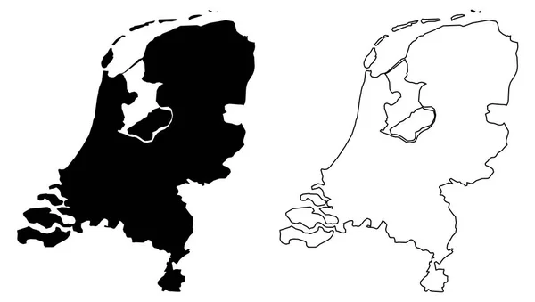 Egyszerű (csak éles sarkok) Térkép holland vektoros rajz. M — Stock Vector