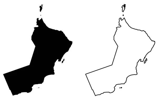 Egyszerű (csak éles sarkok) a Térkép a Sultanate of Oman vektoros felhívni — Stock Vector