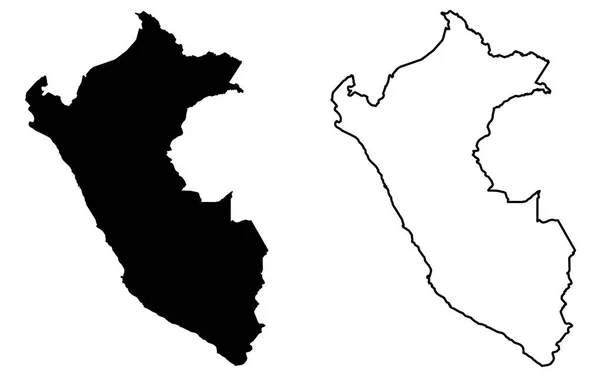 Mappa semplice (solo angoli taglienti) del disegno vettoriale del Perù. Mercator — Vettoriale Stock