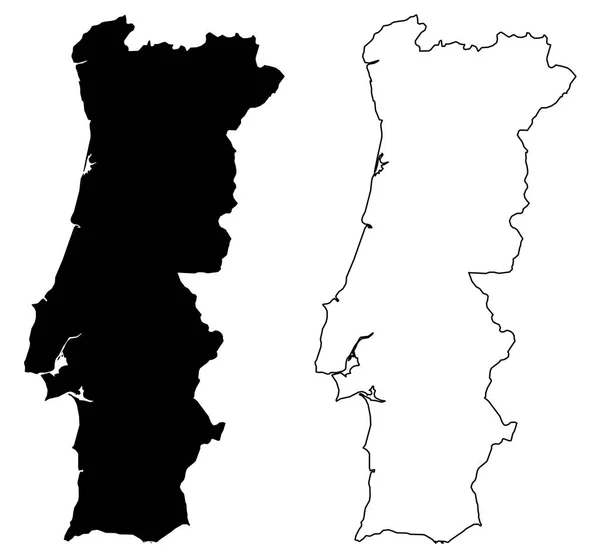 Carte simple (seulement les coins pointus) du Portugal dessin vectoriel. Merc — Image vectorielle